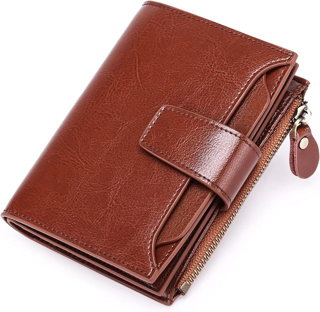 Genuine Leather Multi-Pocket Wallet with RFID Protection | Compact Design for Secure Organization 0