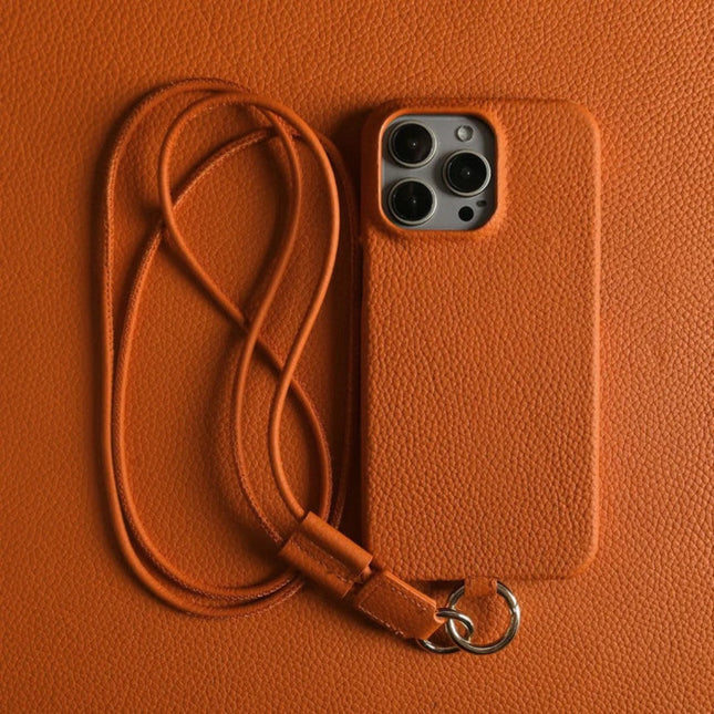 Genuine Leather Phone Case with Crossbody Strap for Stylish Convenience 0