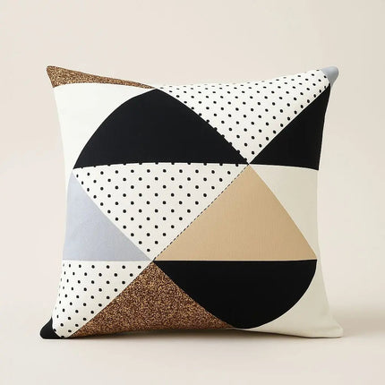 Decorative Throw Pillow Covers 18x18 Set of 2, Black and Gold Pillow Covers, Geometric Cushion Covers for Couch and Bed