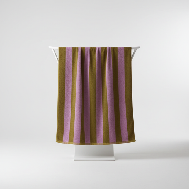 Bath Towels, Striped Cotton Towels with Retro Design
