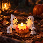 Halloween Decor, Halloween Ghost Figurines with Lit Campfire and Pets, Miniature Figurines for Coffee Table Decor