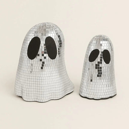 Halloween Ghost Decor, Mirrored Disco Ghost with Glass Mosaic, Spooky Ghost for Halloween Decorations and Party Tables