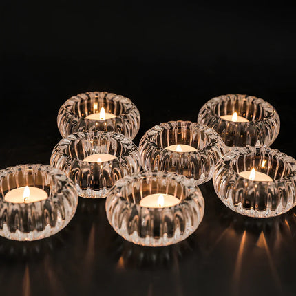 Artful Glass Candle Holder with Rippled Design | Elegant Accent for Intimate Spaces