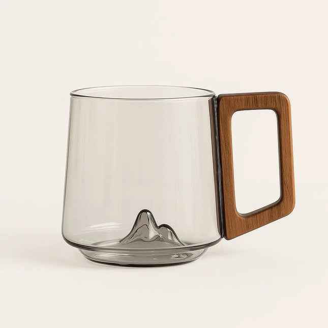Glass Coffee Mug with Wooden Handle