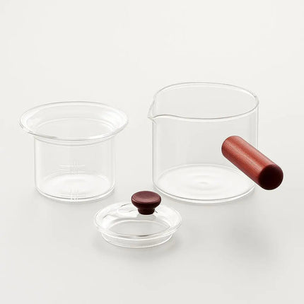 Glass Teapot with Infuser, Stovetop Safe Borosilicate Glass Teapot with Wooden Handle