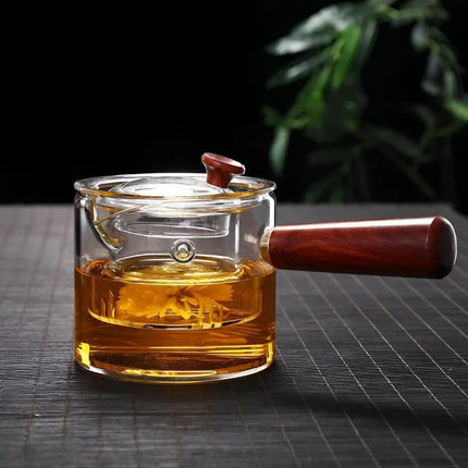 Glass Teapot with Infuser, Stovetop Safe Borosilicate Glass Teapot with Wooden Handle – image 5