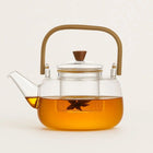 Glass Teapot with Strainer, Borosilicate Glass Teapot with Bamboo Handle, Tea Pot for Hot and Iced Tea