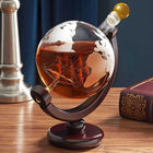 Globe Whiskey Decanter, Wine Decanter with Cork Stopper and Wooden Base, Whiskey Decanter Set with Tumblers for Home Bar