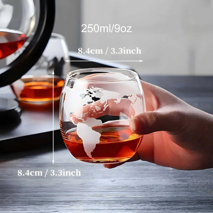 Globe Whiskey Decanter, Wine Decanter with Cork Stopper and Wooden Base – image 8