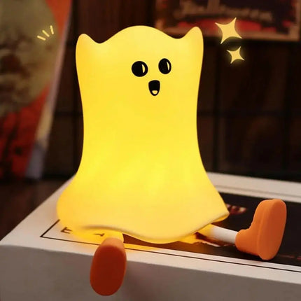Ghost Night Light for Kids, Silicone Touch Lamp with Warm LED