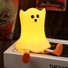 Ghost Night Light for Kids, Silicone Touch Lamp with Warm LED, Rechargeable Halloween Light for Halloween Decor