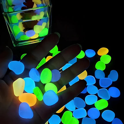 Luminous Glow Pebbles with Light-Absorbing Effect | Waterproof Decorative Stones for Gardens and Aquariums