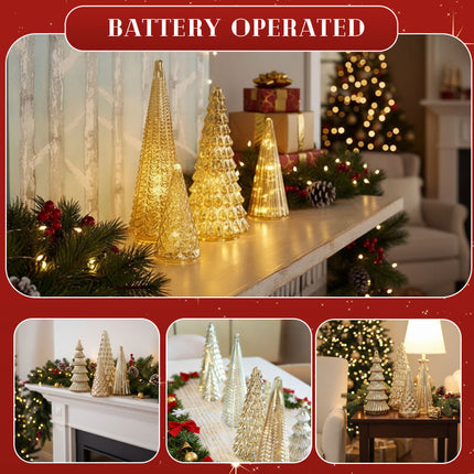 Glowing Christmas Tree Set | Elegant Holiday Decor with Timer & Amber Lights for Cozy Ambiance 8