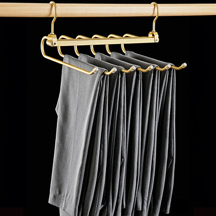 Pants Hangers Space Saving, Gold Metal Clothes Hangers with Rotating Arms for 6 Pants – image 4