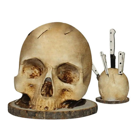 Gothic Culinary | Skull Knife Holder with Hand-Painted Design | Unique Storage Solution for Kitchen Decor 4
