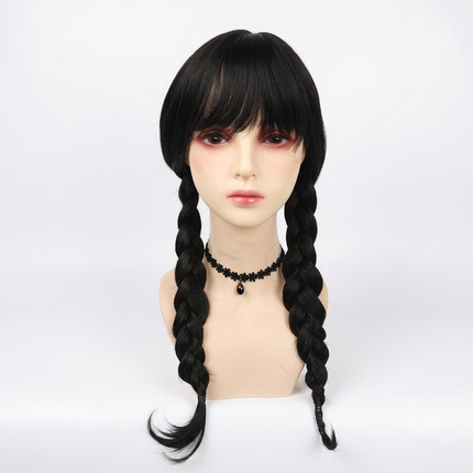 Gothic Dress Cosplay Outfit Set with Wig Options for Dark Themed Events 2