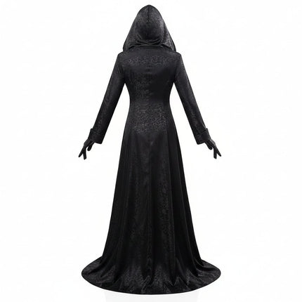 Gothic Vampire Costume | Elegant Black Dress with Cloak & Accessories for Striking Halloween Look 2