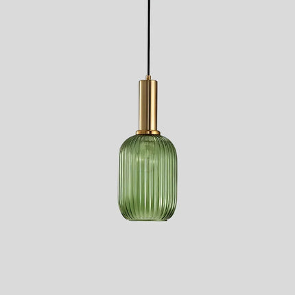 Ceiling Light Fixture, Vintage Glass Hanging Light with Striped Shade for Dining Table – image 7