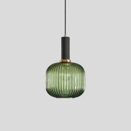 Ceiling Light Fixture, Vintage Glass Hanging Light with Striped Shade for Dining Table – image 11