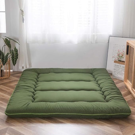 Japanese Floor Bed, 4 Inch Thick Futon Mattress, Foldable Tatami Sleeping Pad, Roll Up Floor Bed for Adults & Kids