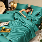 Green / 4-piece set (duvet cover1 + pillowcase2 + fitted sheet*1) / (60*80inch)
