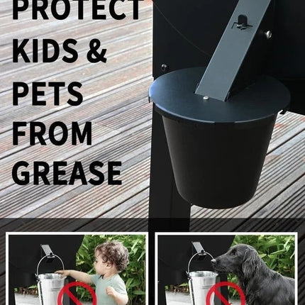 Grill Grease Collector | Enhanced Design with Secure Lid & Reusable Liner for Easy Cleanup 4