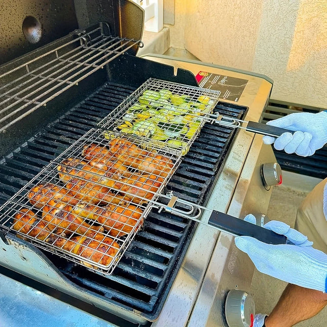 Grillaro | Foldable Grill Basket for Veggies & Fish with Non-Stick Coating | Perfect for BBQ and Easy Cleanup 0