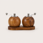 Salt and Pepper Grinder Set, Wooden Salt and Pepper Mills with Tray, Manual Spice Mill for Housewarming Gift