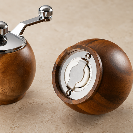 Salt and Pepper Grinder Set, Wooden Salt and Pepper Mills with Tray – image 4