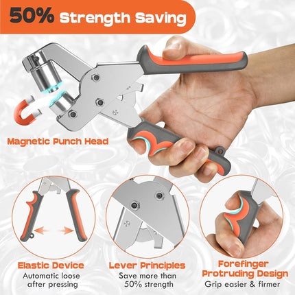 Grommet Master Kit | Heavy-Duty Grommet Tool with Double Leverage | Effortless Installation for DIY Projects 3