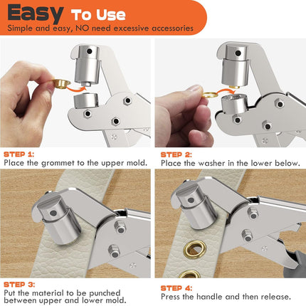 Grommet Master Kit | Heavy-Duty Grommet Tool with Double Leverage | Effortless Installation for DIY Projects 5