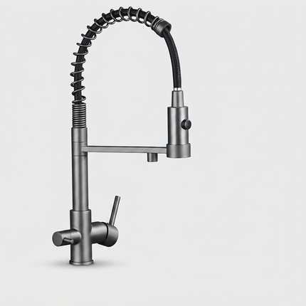 Kitchen Faucet with Sprayer, 3 Way Filtered Water Faucet with Pull Down Spray Head, Dual Handle Kitchen Sink Faucet