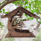 Bird Feeders for Outside, Wooden Bird Feeder with Rustic Treehouse Design, Garden Decor for Yard and Outdoor Spaces