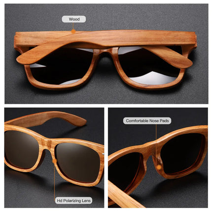 Polarized Sunglasses, UV400 Sunglasses with Bamboo Wooden Frame – image 4