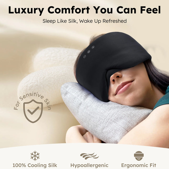 Serenity Collection | Wireless Bluetooth Eye Mask with Ultra Soft Fabric | Full Blackout Design for Relaxation and Comfort