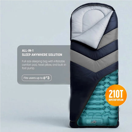 AirPack Sleeper | Custom Inflatable Sleeping Bag with Built-in Pad & Pillow | Ultimate Comfort for Camping Adventures