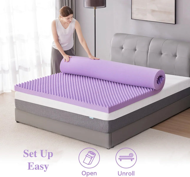 Comfort Rest | Memory Foam Mattress Topper with Gel Infusion | Pressure-Relieving Design for Ultimate Sleep Comfort