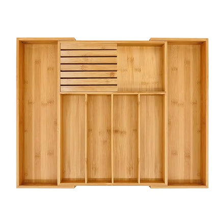 EcoHome | Bamboo Kitchen Drawer Organizer with Expandable Design | Adjustable Utensil Tray for Efficient Storage
