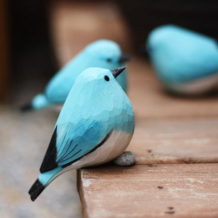 Wooden Bird Ornaments, Scandinavian Bird Figurines for Home Decor