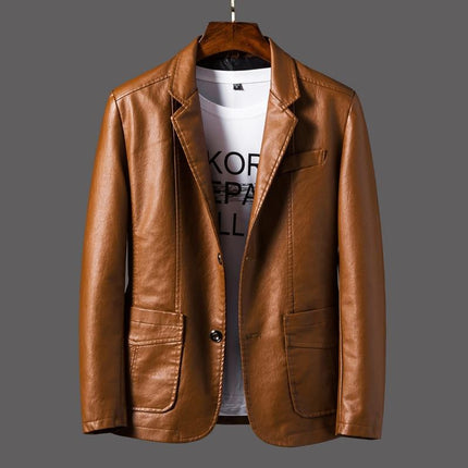 Mens Blazer in Genuine Lambskin, Lamb Leather Jacket with Two Button Closure and Lining – image 11