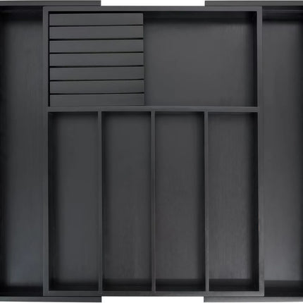 EcoCraft | Bamboo Drawer Organizer with Adjustable Compartments | Space-Saving Storage for Kitchenware and Knives