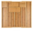 EcoCraft | Bamboo Drawer Organizer with Adjustable Compartments | Space-Saving Storage for Kitchenware and Knives