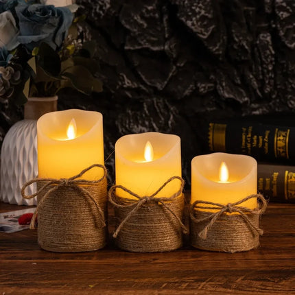 Flameless Block Candles with Realistic LED Lights | Safe, Elegant Ambiance for Home Décor and Special Occasions