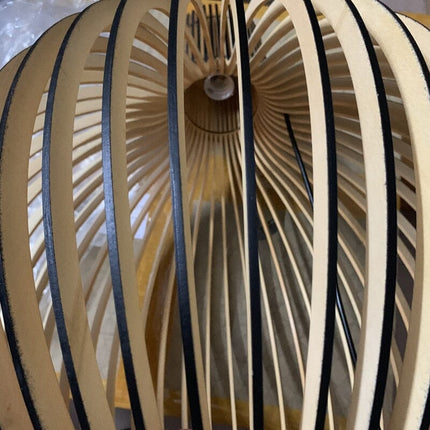 Wood Pendant Light Fixture, Modern Chandelier with Natural Wooden Cage – image 21