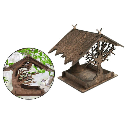 Bird Feeders for Outside, Wooden Bird Feeder with Rustic Treehouse Design – image 6