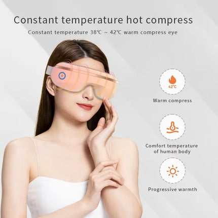 Soothing Eye Massager | Bluetooth Oscillating Pressure with Heat Function | Relaxation and Eye Strain Relief