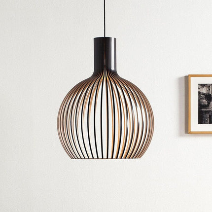 Wood Pendant Light Fixture, Rustic Hanging Lamp with Adjustable Black Cord – image 15