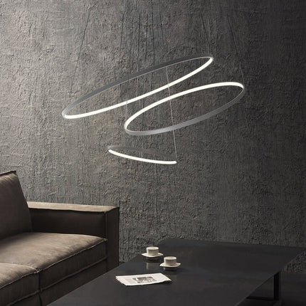 Halo Chandelier with Customizable Concentric Rings | LED Lighting Fixture for Elegant Home Decor