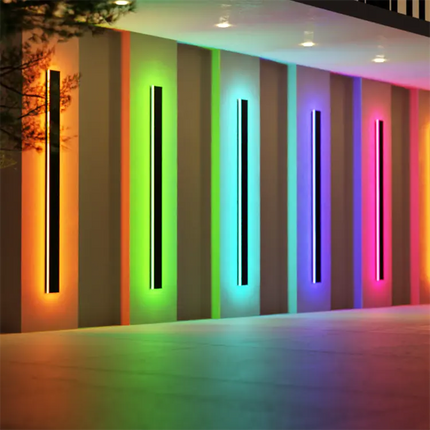 LED Light Bar, Outdoor Wall Lights Waterproof, Exterior Wall Light with RGB Remote, Dimmable Wall Sconce for Entryway