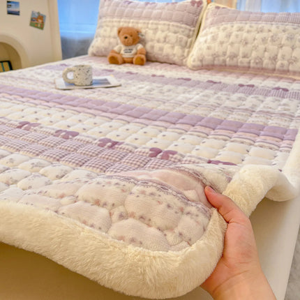 Cozy Dreams | Purple Mattress Pad for Kids with Cute Cartoon Design | Soft & Warm Winter Comfort